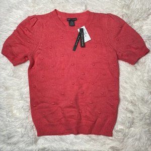 Chelsea & Theodore Pink Popcorn Dot Short Sleave Wool Blend Sweater NWT Size XS